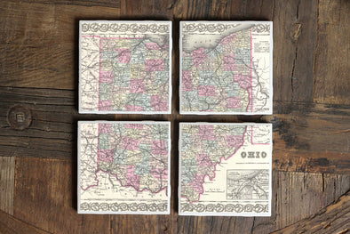 Vintage Ohio Map Coasters