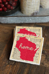 Wisconsin Vintage Dictionary Print Coasters