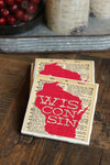 Wisconsin Vintage Dictionary Print Coasters